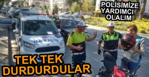 POLİS MOTOSİKLETLERİ DENETLEDİ