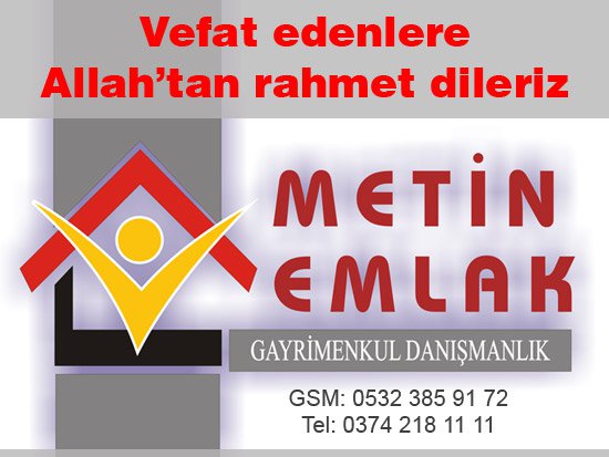 BOLU'DA BUGÜN VEFAT EDENLER.. ( 9 AĞUSTOS)