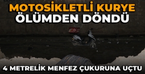 MOTOSİKLETLİ KURYE ÖLÜMDEN DÖNDÜ...