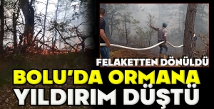 BOLU'DA ORMANA YILDIRIM DÜŞTÜ... FELAKETTEN DÖNÜLDÜ