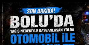BOLU'DA KAYGANLAŞAN YOL KAZAYI BERABERİNDE GETİRDİ... MOTOSİKLET SÜRÜCÜSÜ YARALANDI...