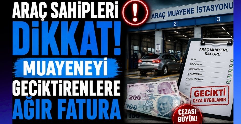 ARAÇ SAHİPLERİ DİKKAT! MUAYENEYİ GECİKTİRENLERE AĞIR FATURA